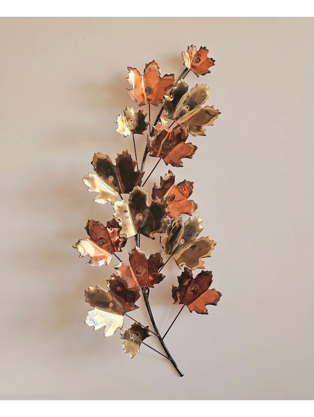 Rare Mid Century Modern Metal Wall Art Home Decor - Robert Wiley I Metal leaf